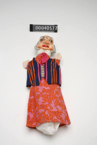 Bald man puppet made by Lois Carrington
