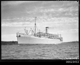The Orient liner ORCADES steaming up Sydney Harbour on her maiden trip to Australia