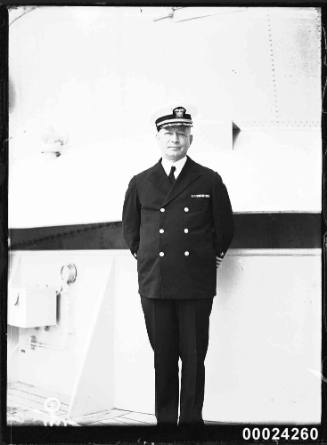 Captain Edmund S Root on deck of USS ASTORIA