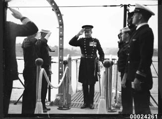 Lieutenant-Colonel Percy Muir McFarlane boarding USS ASTORIA