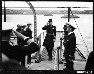 Royal Australian Navy officer boarding USS ASTORIA