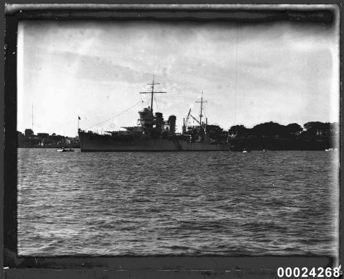 USS ASTORIA at anchor in Farm Cove, Sydney