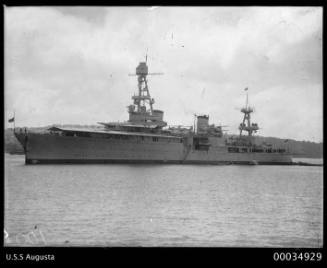 View of warship USS AUGUSTA in harbour