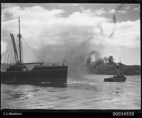 Bow view of SS MONTORO underway in harbour.