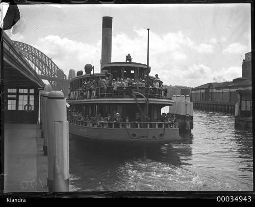 Passengers on board the ferry SS KIANDRA at Circular Quay