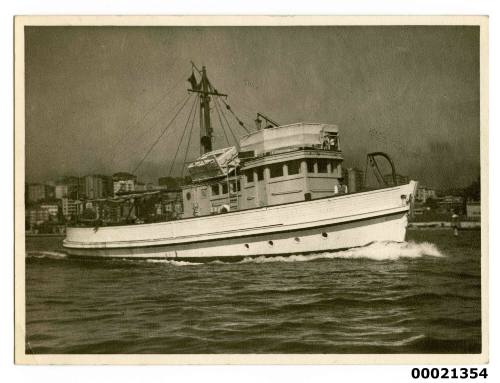 Unidentified motor launch possibly used by the Royal Australian Navy and near Sydney's eastern suburbs