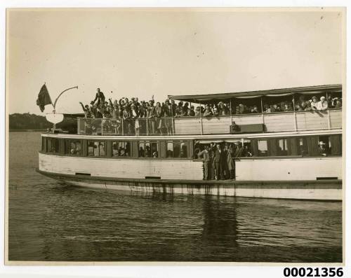 Starboard side of MV ESTELLE crowded with passengers