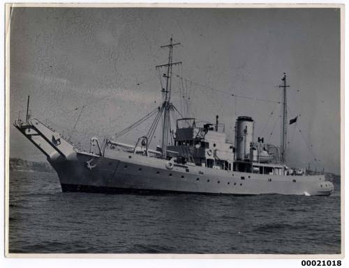 Naval vessel possibly the HMAS KANGAROO or HMAS KARANGI,