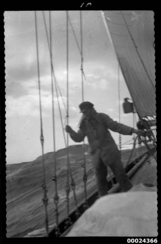 On the deck of yacht SIRIUS in heavy seas