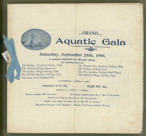 Grand Aquatic Gala Program, 24th September 1904