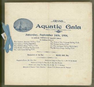 Grand Aquatic Gala Program, 24th September 1904