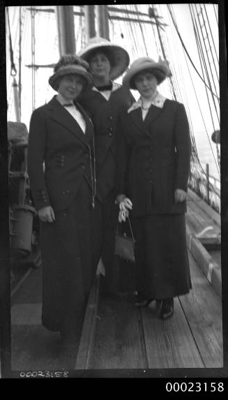 Three women on deck