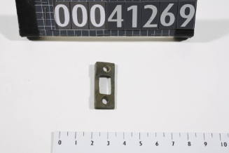 Rectangular metal door lock striker plate