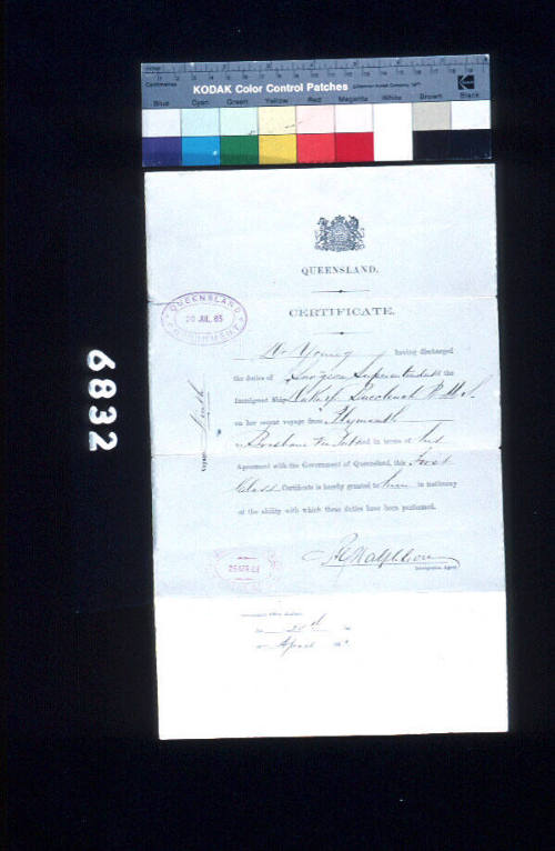 Certificate of Discharge for Dr William Young from RMS DUKE OF BUCCLEUCH