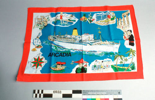 SS ARCADIA souvenir tea towel