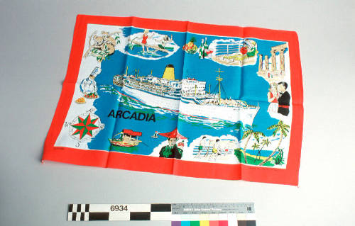 SS ARCADIA souvenir tea towel