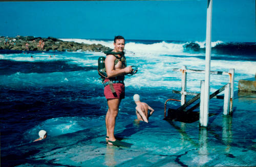 Photographs of Bob Lynch and Wally Gibbons diving