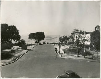 View of Collins Avenue building and street areas proposed to be utilised for aggregate dumps of concrete scheme