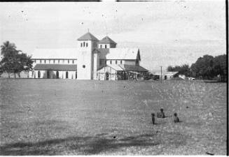 View of the construction of the cathedral of St Peter and St Paul at Dogura 