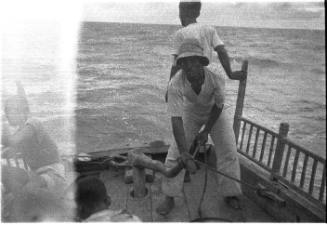 View of men at the helm 