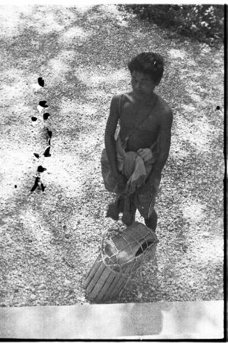 Aerial view of a man with a basket