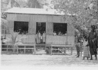 View of a school on stilts