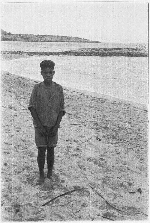 View of a boy standing on a beach