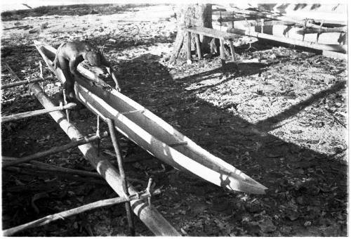 View of a canoe being dugout