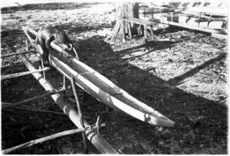 View of a canoe being dugout