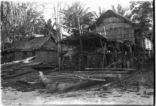 View of canoes and boat shelter