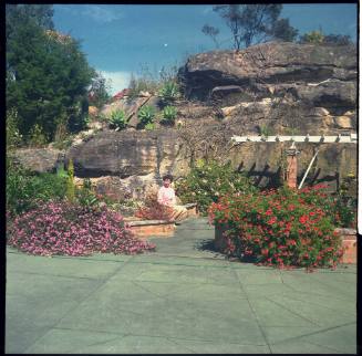 View of Nancy Steele in Oskar Speck's garden at Killcare 