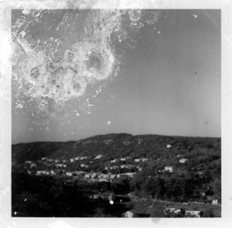 View of a distant hillside town 