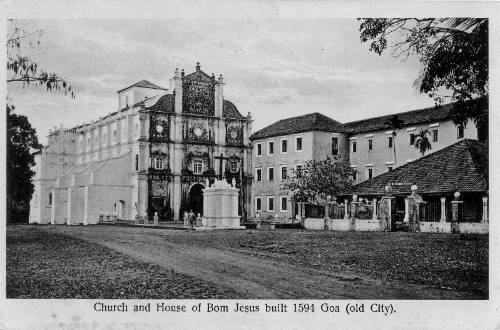 Postcard collected by Oskar Speck of Church of Bom Jesu, Goa