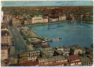 Postcard sent to Oskar Speck titled: Hamburg, Jungfernstieg Marina and Binnenalster lake