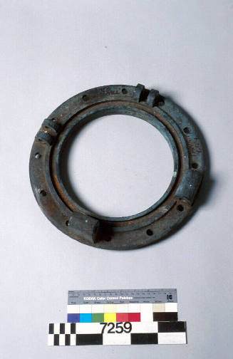 Flange plate for scuttle from dredger TRINITY BAY.