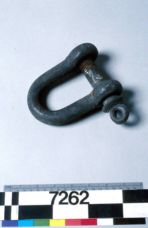 Galvanised iron shackle.