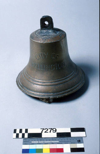 Ship's bell with inscription for CITY OF WELLINGTON.