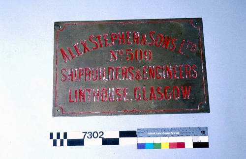 Alex Stephen & Sons Ltd.  No. 509.  Ship Builders & Engineers, Linthouse Glasgow