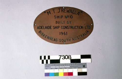 MT TREWALLA Ship No. 10, built by Adelaide Ship Construction Pty Ltd, 1961, Birkenhead, South Australia.