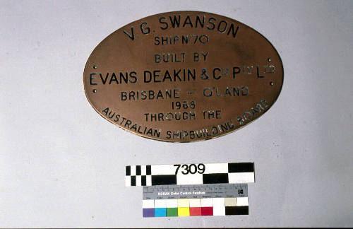 VG SWANSON Ship No. 70 built by Evans Deakin & Co Pty Ltd Brisbane, Queensland 1968 through the Australian Shipbuilding Board.