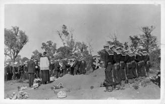 Silver gelatin photograph of funeral ceremony