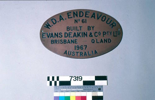 W.D.A  ENDEAVOUR, No. 61, built by Evans Deakin & Co Pty Ltd, Brisbane, Queensland, 1967,  Australia
