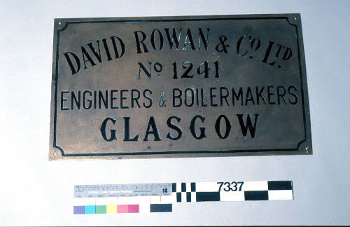 David Rowan & Co. Ltd, No. 1241, Engineers & Boilermakers, Glasgow