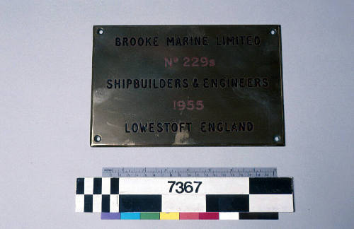 Brooke Marine Limited, No. 229s, Shipbuilders & Engineers, 1955, Lowestoft, England 


