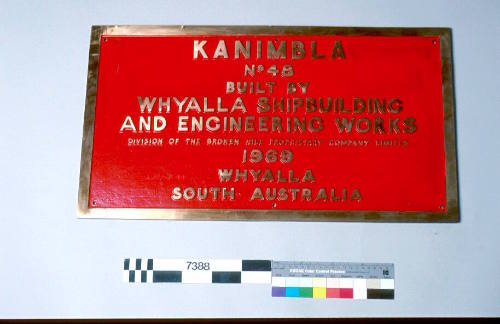 KANIMBLA, No 48. Built by Whyalla Ship Building and Engineering Works, 1969, Whyalla, South Australia