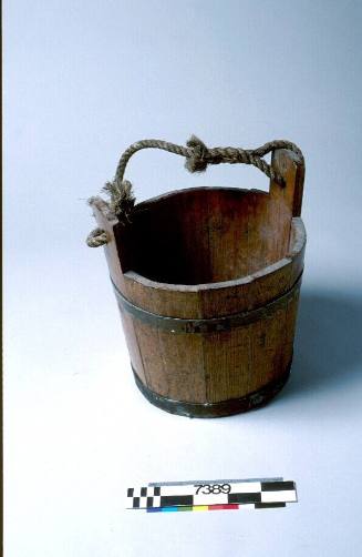 Wooden fire bucket from ex harbour master, Captain Thompson.