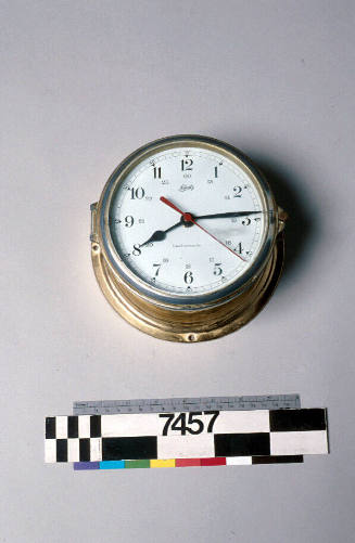 Battery operated brass clock from MV BRISBANE TRADER, Australian National Line.