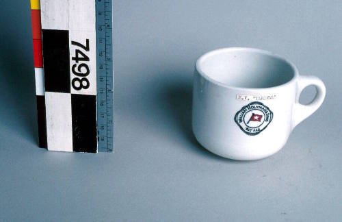 Ceramic cup from MV TARINNA, William Holyman & Sons Pty Ltd