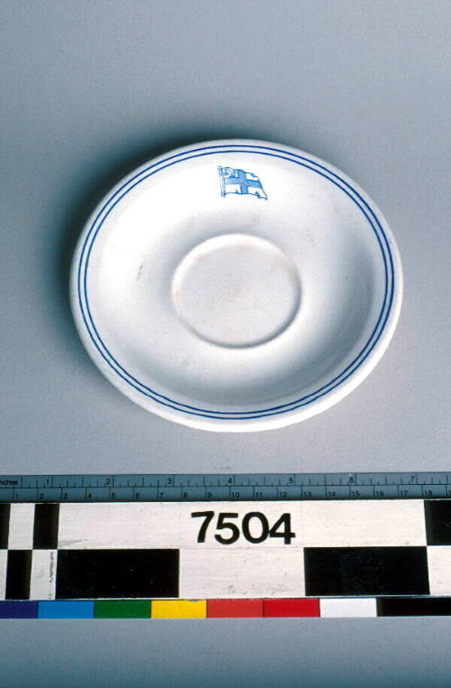 White cup used on SS MOBIL AUSTRALIS, Associated Steamships Pty Ltd.