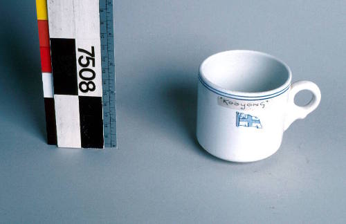 Cup ceramic from MV KOOYONG, McIlwraith McEacharn Ltd